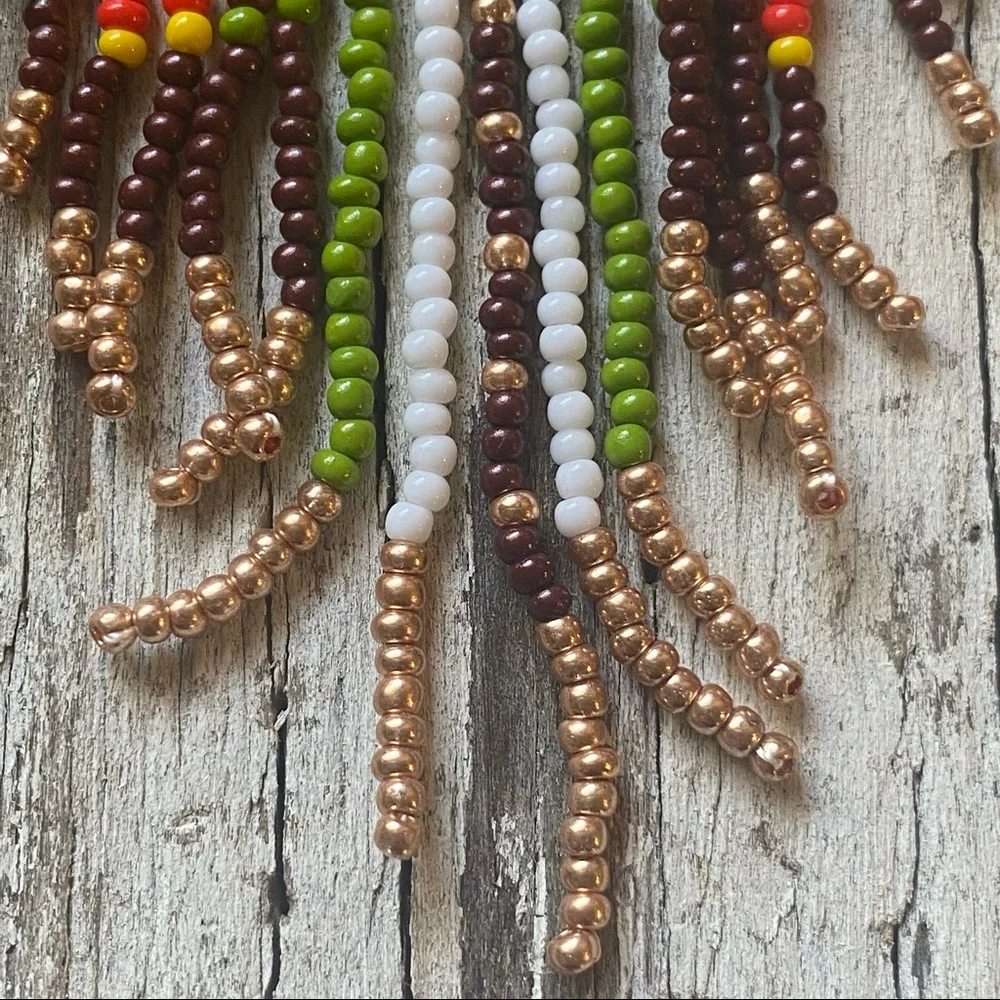 Seed Bead Floral Earth Tone Earrings - Picture 3 of 4